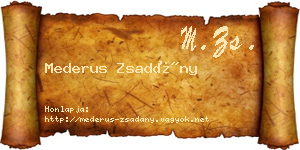 Mederus Zsadány névjegykártya